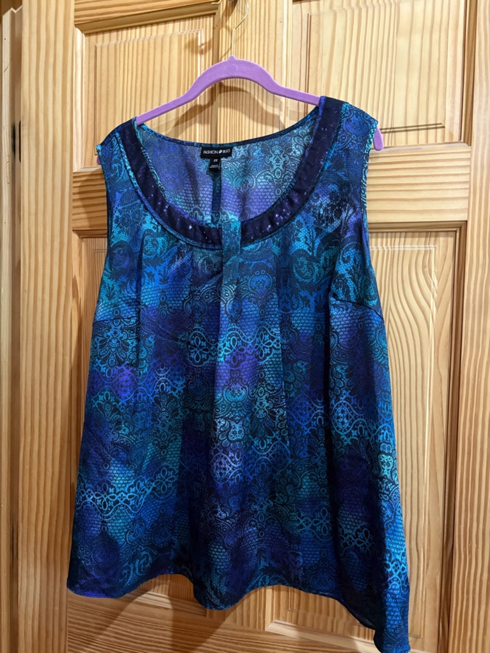 Fashion Bug Blue Teal Purple Sleeveless Scoop Neck Tank
